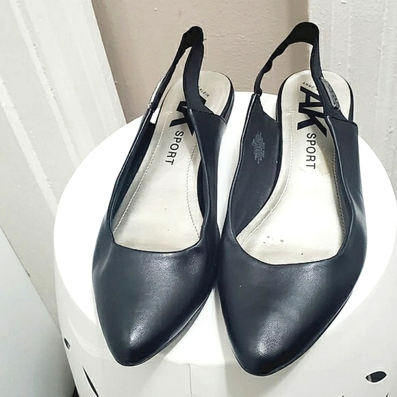 AK Anne Klein Women's Slingback pointed Toe Flat Mules Sandal Shoe BLACK Sz 7M🌴 - Picture 1 of 10
